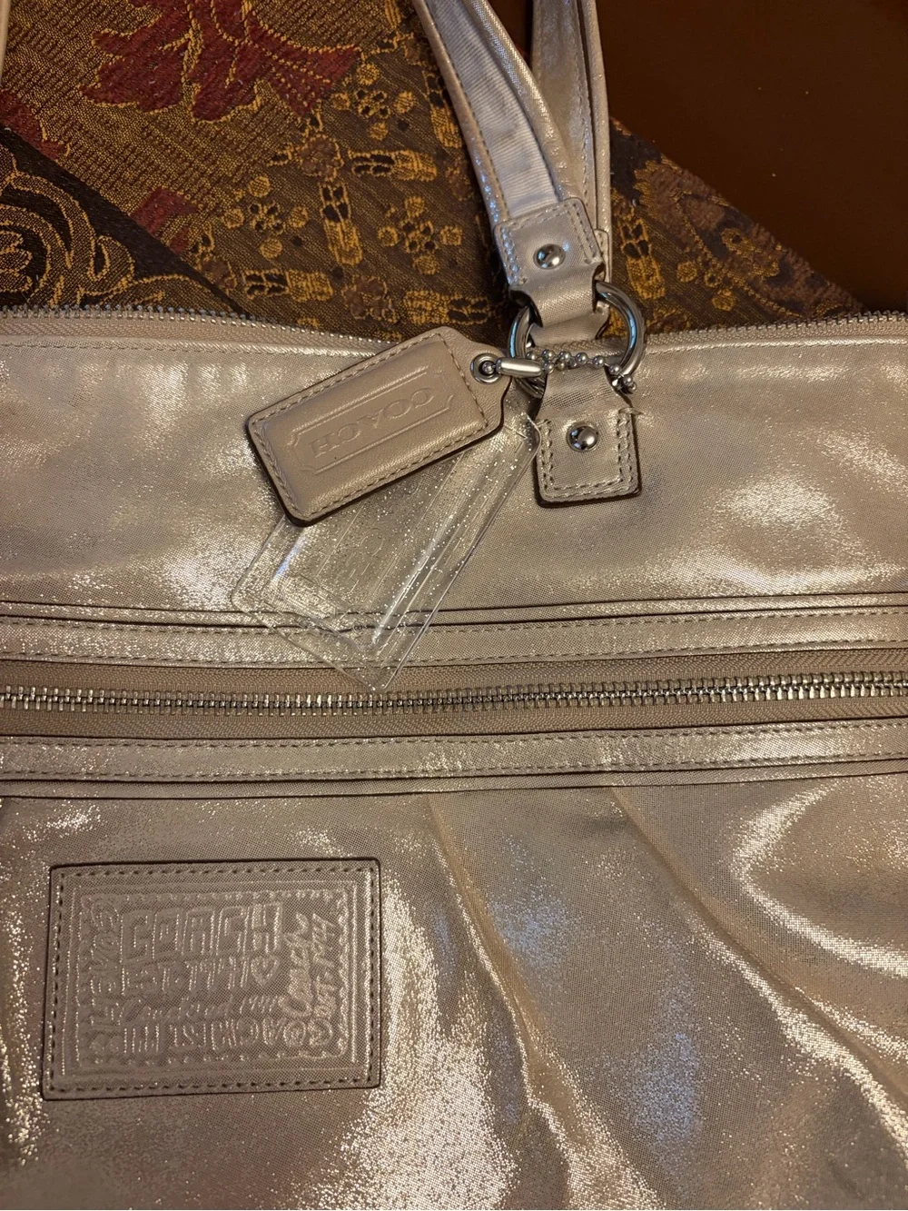 ✨ Authentic Y2K Rare Coach Poppy Metallic Champagne Rose Gold tote Heart charm ✨